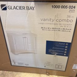 Glacier Bay 37 in. Single Sink White Bath Vanity with Cultured Marble Top (Assembled)