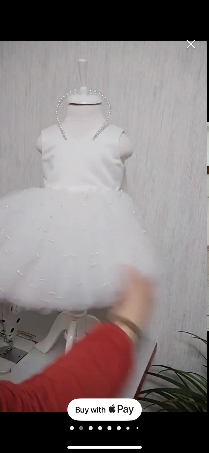White Pearl Flower Girl Dress Size 5 Years Old 