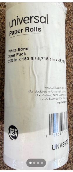 Universal UNV35720 White Bond Paper Rolls, hole box for 30