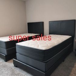 AMAZING DEAL !! 2 TWIN BED FRAMES , 2 TWIN MATTRESSES WITH BOX SPRINGS!!!