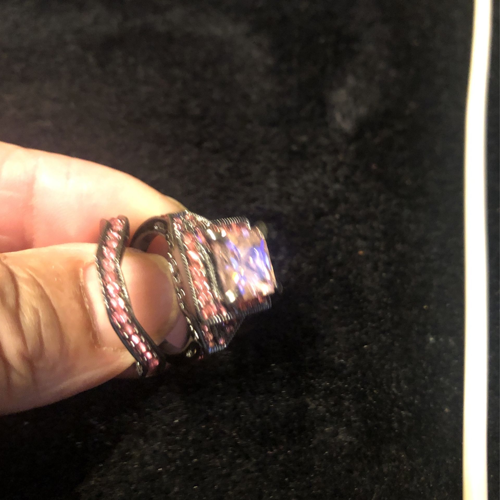 2 Piece Pink Ice Wedding Ring Size 7