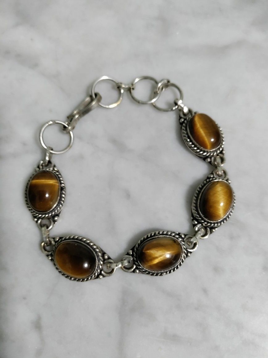 Tiger Eyes Silver Bracelet 
