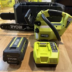 RYOBI 40V HP Brushless 12 in. Top Handle Battery Chainsaw with 4.0 Battery and Charger