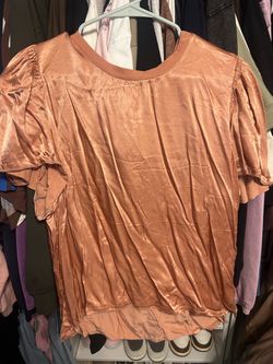 Orange/ coral satin shirt