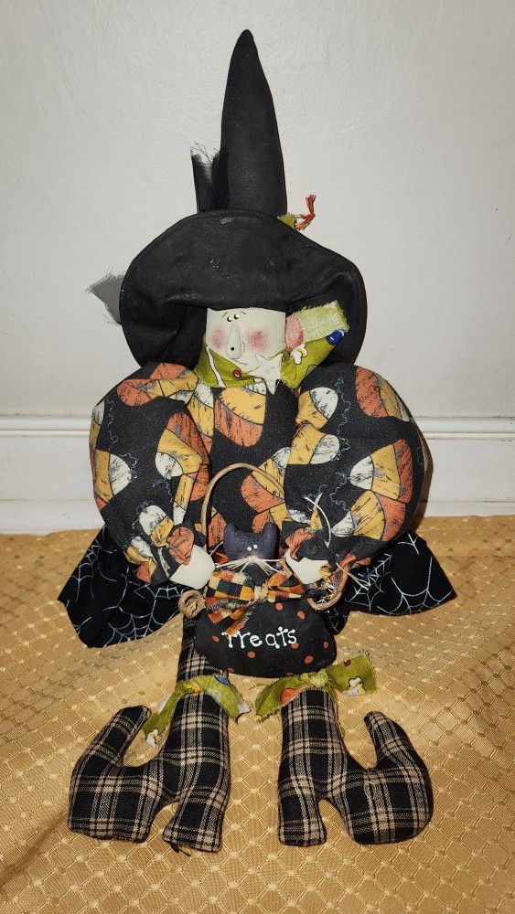 Candy corn witch plushie Halloween decor