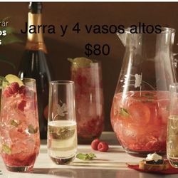 Jarra Y Juego De Vasos Altos 4