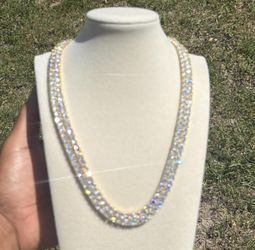 VVs1 Iced Out Diamond Tennis Chain Silver
