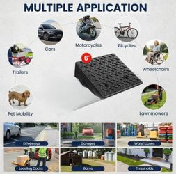 KROAK Rubber Car Curb Ramps,6" Rise Height Heavy-Duty 8818lbs Capacity Threshold Ramps，Portable Driveway Ramps for Cars Wheelchairs Scooter Lawn Mower