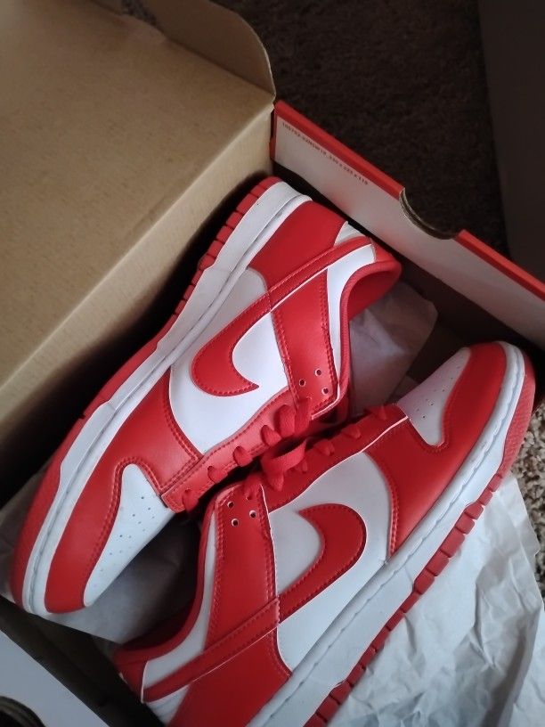 Red/White Dunk Low.