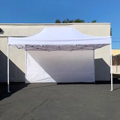 (New in box) $160 Heavy Duty EZ Pop-up Canopy 10 x 15 FT with (1 Sidewall, Carry Bag) White or Black