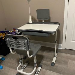 Adjustable Kids Desk and Chair Set with Lamp - Great Condition!