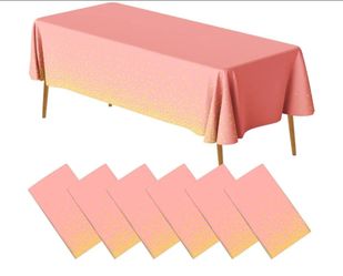FunnyPars 6 Pack Pink and Gold Plastic Tablecloth for Parties, Pink