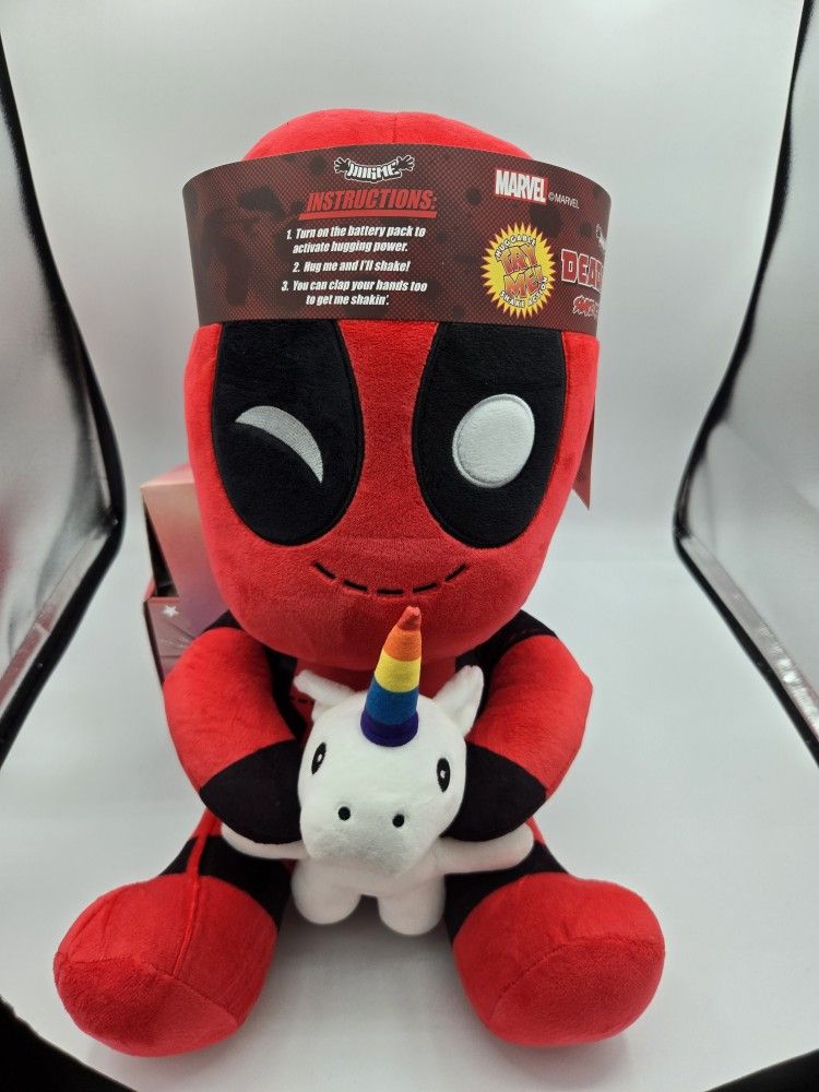 Marvel Deadpool With Unicorn Plush Huggable Vibrating 16" Collectible Kidrobot