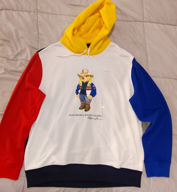 Polo by Ralph Lauren Colorblock Polo Bear Hoodie Size XL NWT