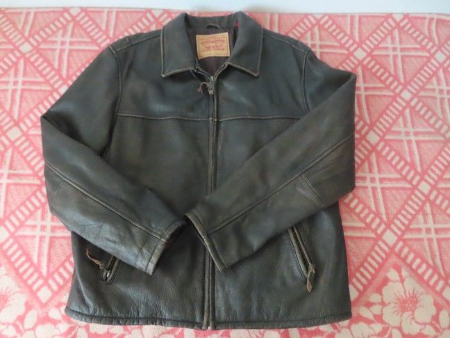 vintage levis lined leather jacket bomber  large