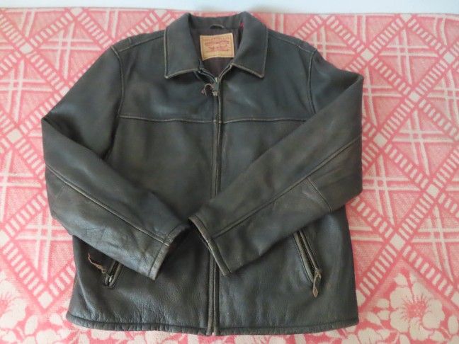 vintage levis lined leather jacket bomber large