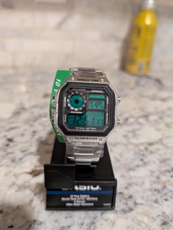 Aquamarine green with silver Casio AE1200 Mod
