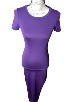Women’s Purple Short Sleeve Maxi Dress 