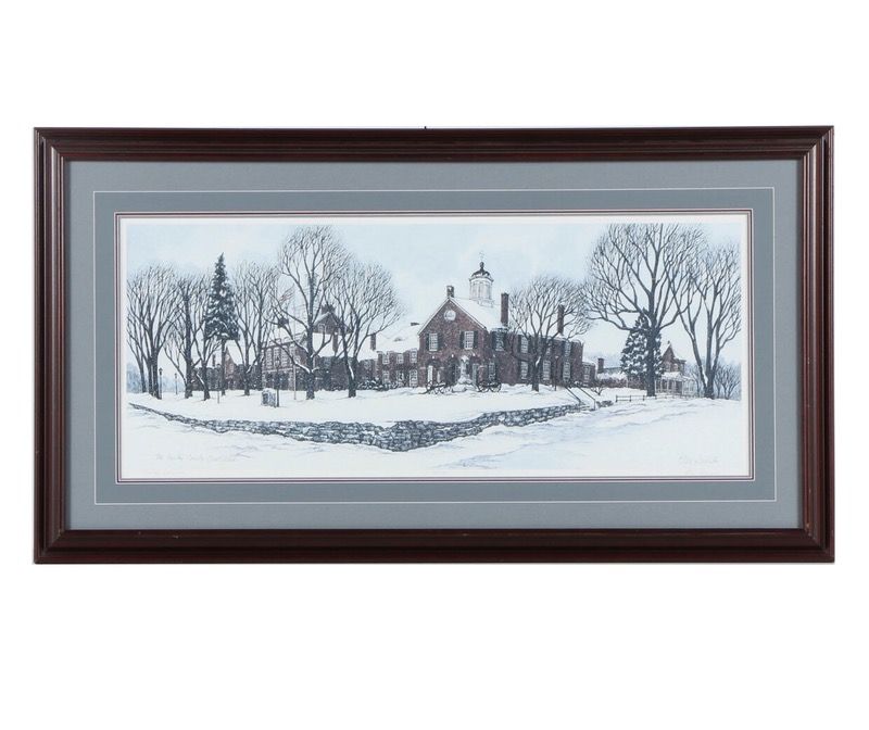 ELLEN JONES limited edition Offset Lithograph “Fairfax County Courthouse” framed signed numbered artwork Virginia Winter Snow Scene Holidays