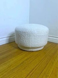 New SEYNAR White Modern Teddy Upholstered Mushroom Shape Ottoman