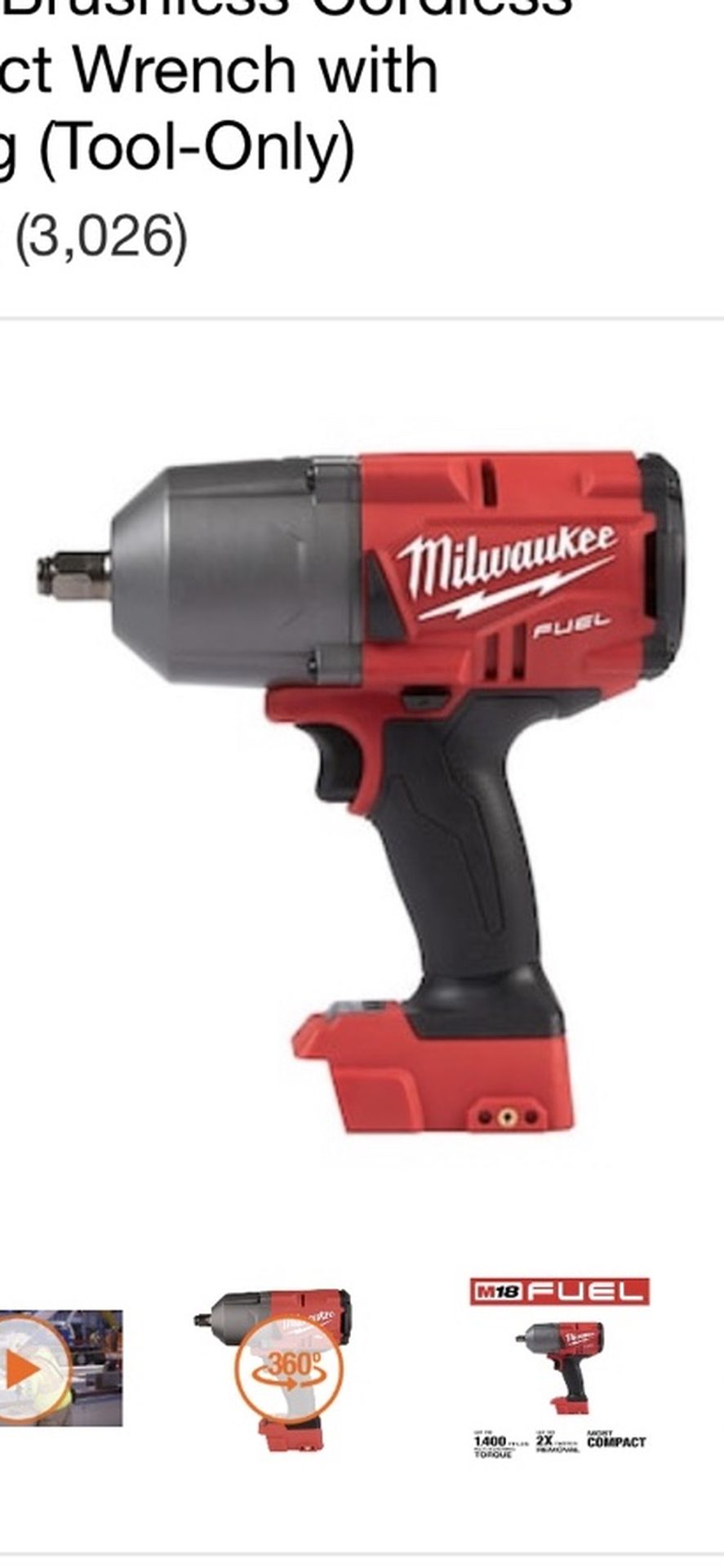 MILWAUKEE HIGH TORQUE WRENCH IMPACT WITH FRICTION RING BRAND NEW