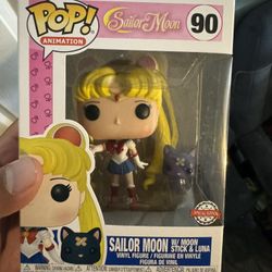 Sailor Moon W/ Moon Stick And Luna Funko POP #90