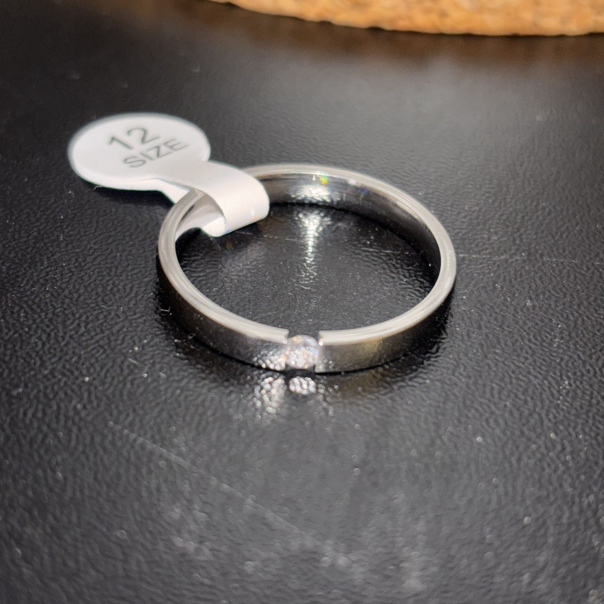 Size 12 Minimalist Stackable Fashion Ring trendy brand, new hip-hop iced out