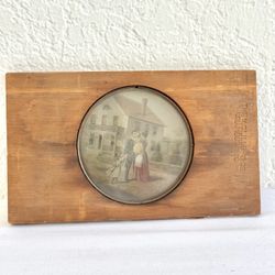 Antique Magic Lantern Wood Glass Negative Slide, M.C. Lilley, Victorian Family