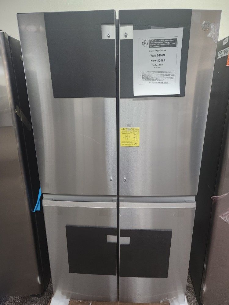 Profile 28 cu. ft Quad Door Bottom Freezer Refrigerator Fingerprint Resistant Stainless w/Dual-Dispense AutoFill Pitcher