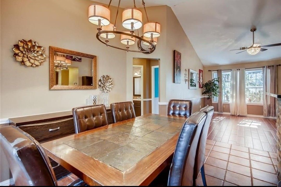 Wooden Table With Slate Tile