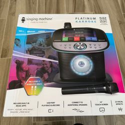 Singing Machine - Platinum Plus Wi-Fi Karaoke System, Music Streaming Apps, Bluetooth, 22 Voice Effects, 2 Wireless Microphones - Black