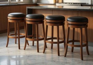 Dark oak wood Swivel bar  stools
