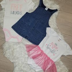 Dress And Onesies,  6-9m,  $15