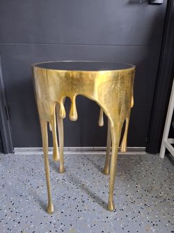 Gold metal drip accent table