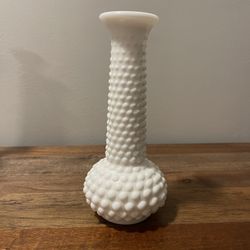 Vintage E.O. Brody Co. Milk Glass Hobnail White Bud Vase