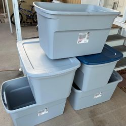 5 pcs 30 Gallon Stackable Storage Containers with 2 lids
