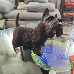 Large Scottish Terrier Black Dog Vintage Statue Made In USA 
