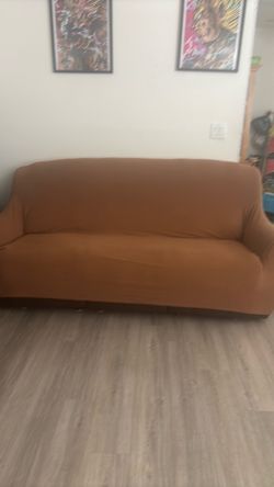 Brown Fabric 3-Seat Sofa