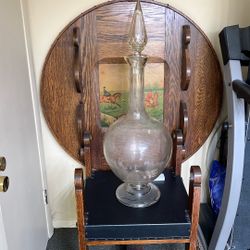  Vintage Huge Decanter Stand 37” High 13” Wide Very Heavy Glass From 20s We Believe 