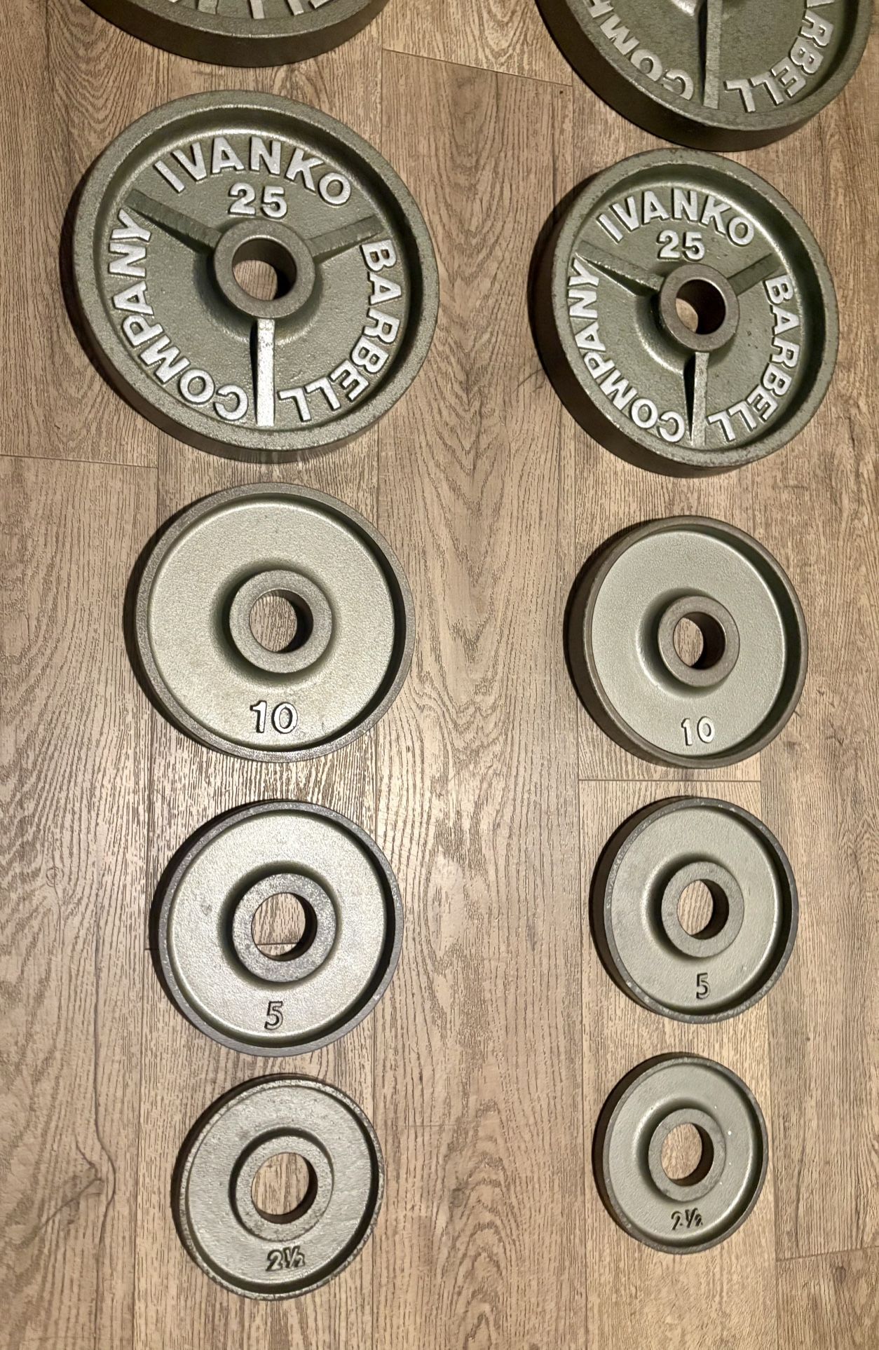 MY BEST IVANKO’S.  Full Set Of Olympic Vintage Weight Plates M Series (245 pounds)
