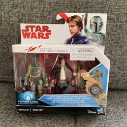 Star Wars Force Link Boba Fett Hans Solo Figures
