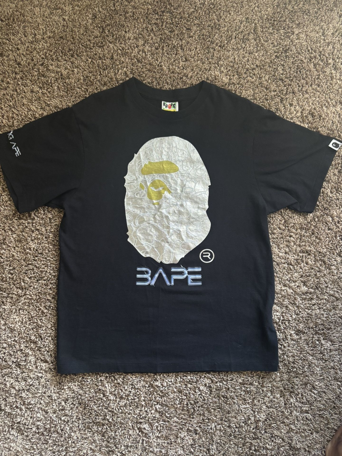 Chrome/Black Bape Men’s T-Shirt 100%Cotton ✅ Same Day Shipping