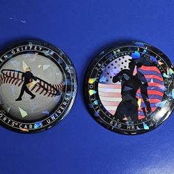 2024 KEN GRIFFEY JR SWINGMAN 2.5" PINBACK BUTTONS LOT OF 2 CRACKED ICE HOLOGRAPHIC 