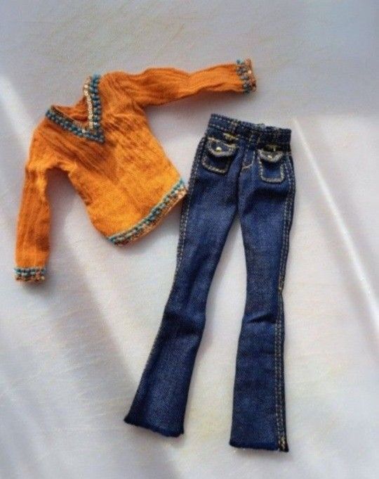 Barbie Best Models - On Location South Beach Orange Longsleeve Bohemian Blouse And Jeans 