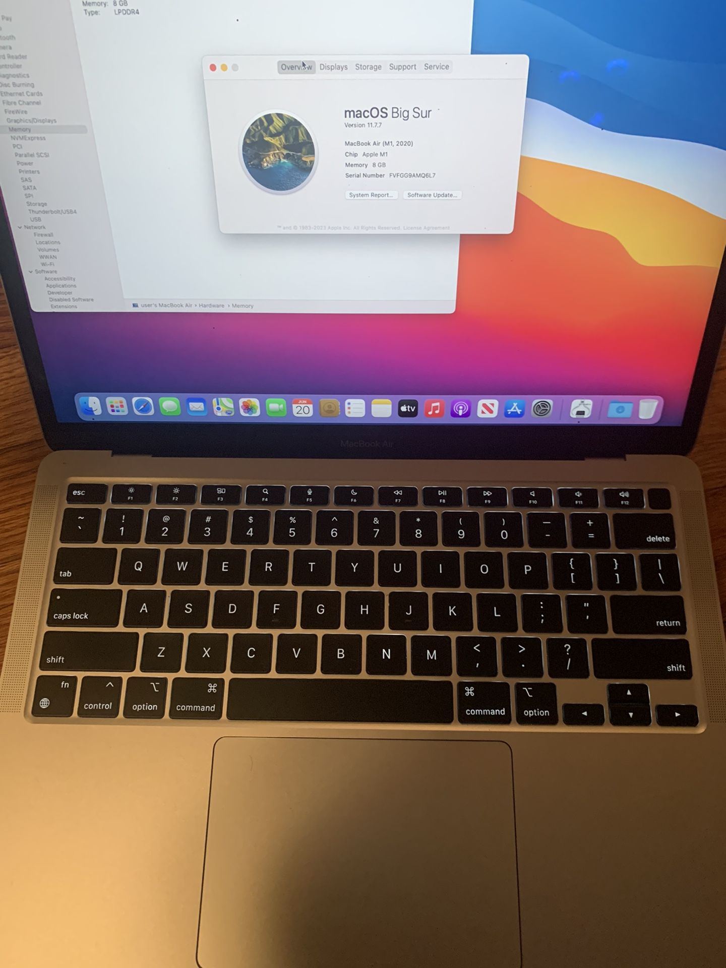2020 MacBook Air M1 256gb 8gb Ram