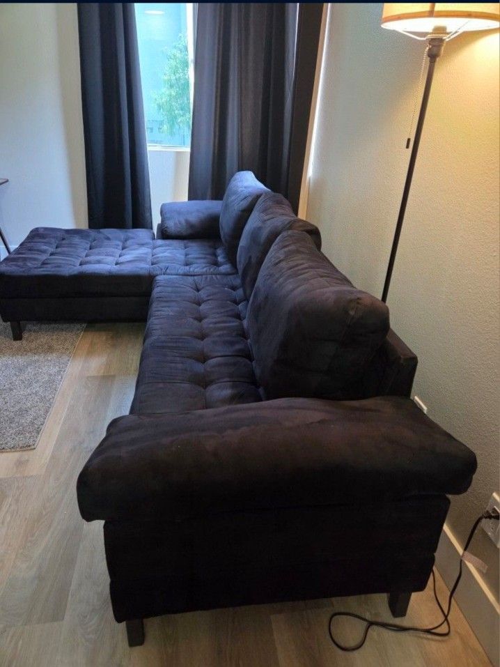 L-shape  black sofa