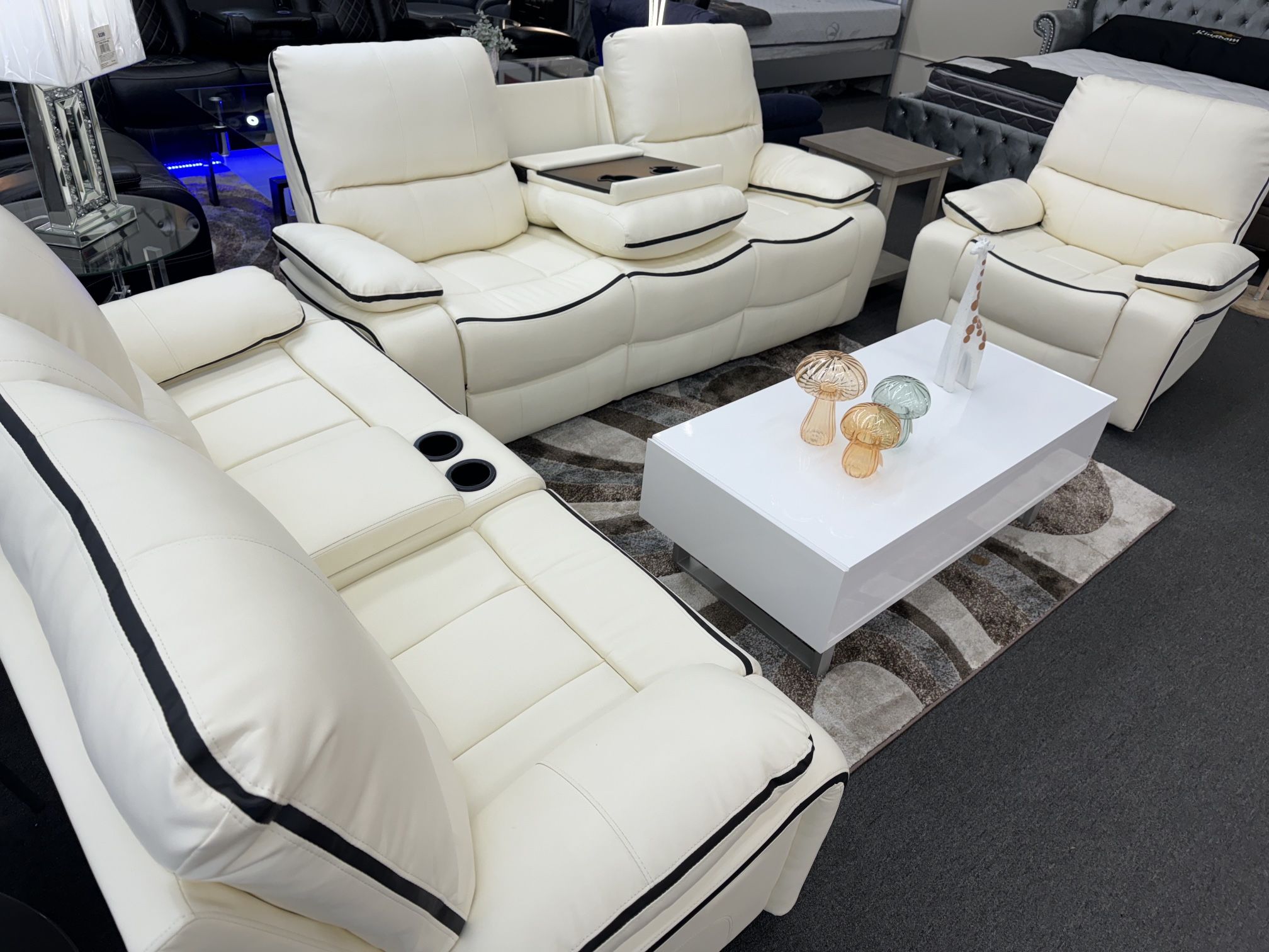 Special 🌟 White 3PC Manual Recliner Sofa Set (Sofa - Love - Chair)