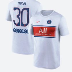 New Lionel Messi Paris Saint-Germain PSG Nike Name & Number Top White