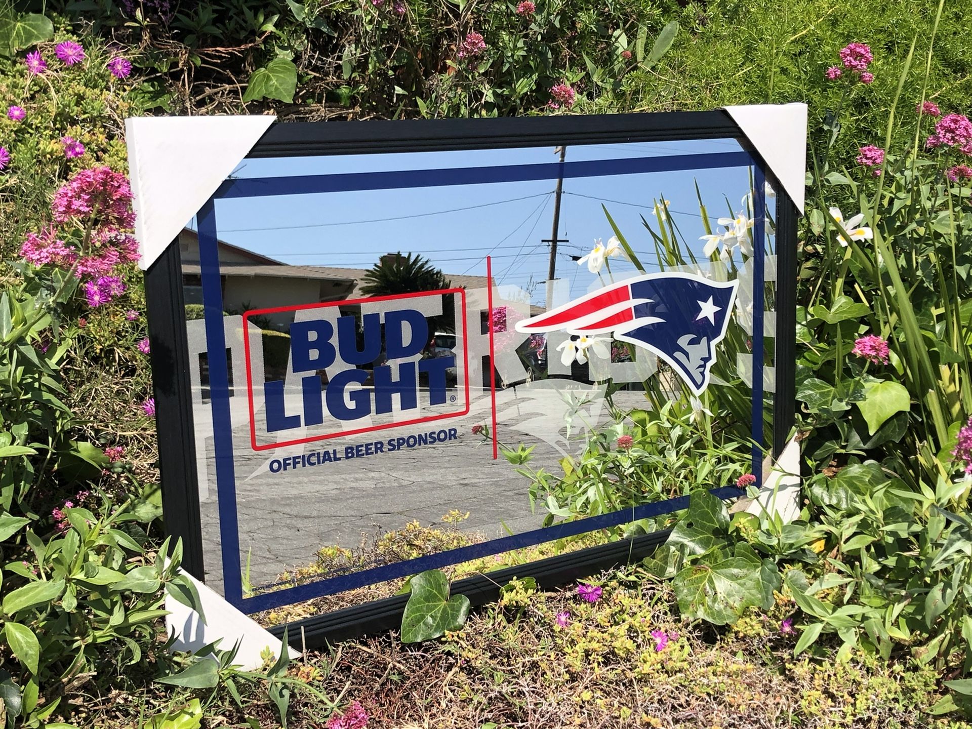 Bud Light NFL New England Patriots Football Beer Bar Mirror “New”