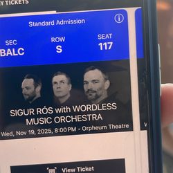 Sigur Ros Tickets 2 $180!